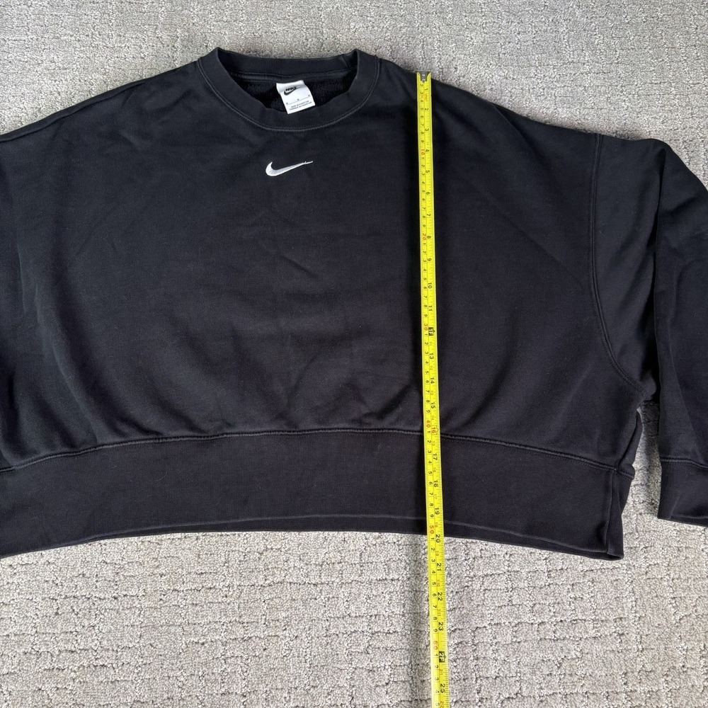 Vintage Nike Y2K Sweatshirt Black Crop Top Center Swoosh Woman's M - Picture 4 of 7